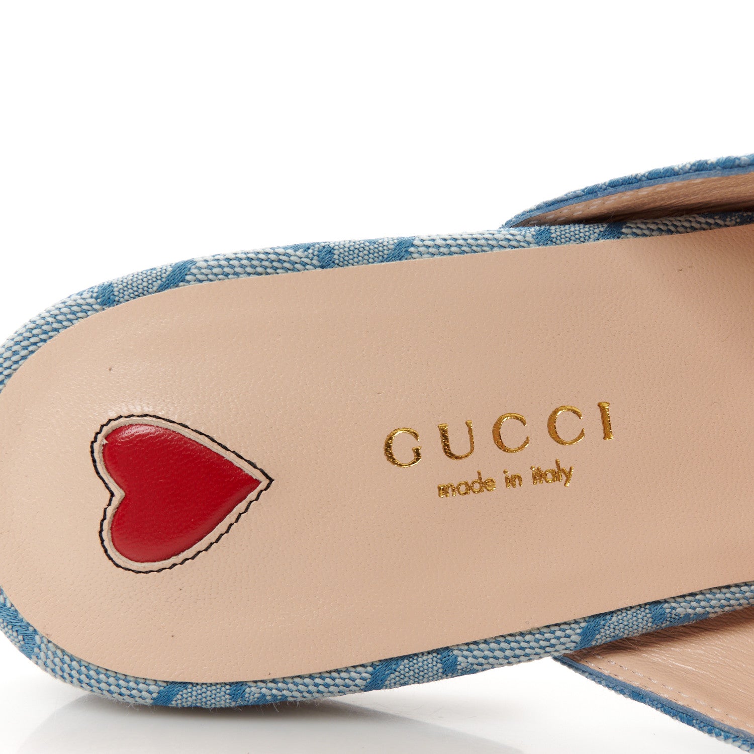 Gucci Canvas GG Monogram Nappa Womens Princetown Slippers 39.5 Porcelain Light Blue Dark Porcelain Light Blue 7 of 8