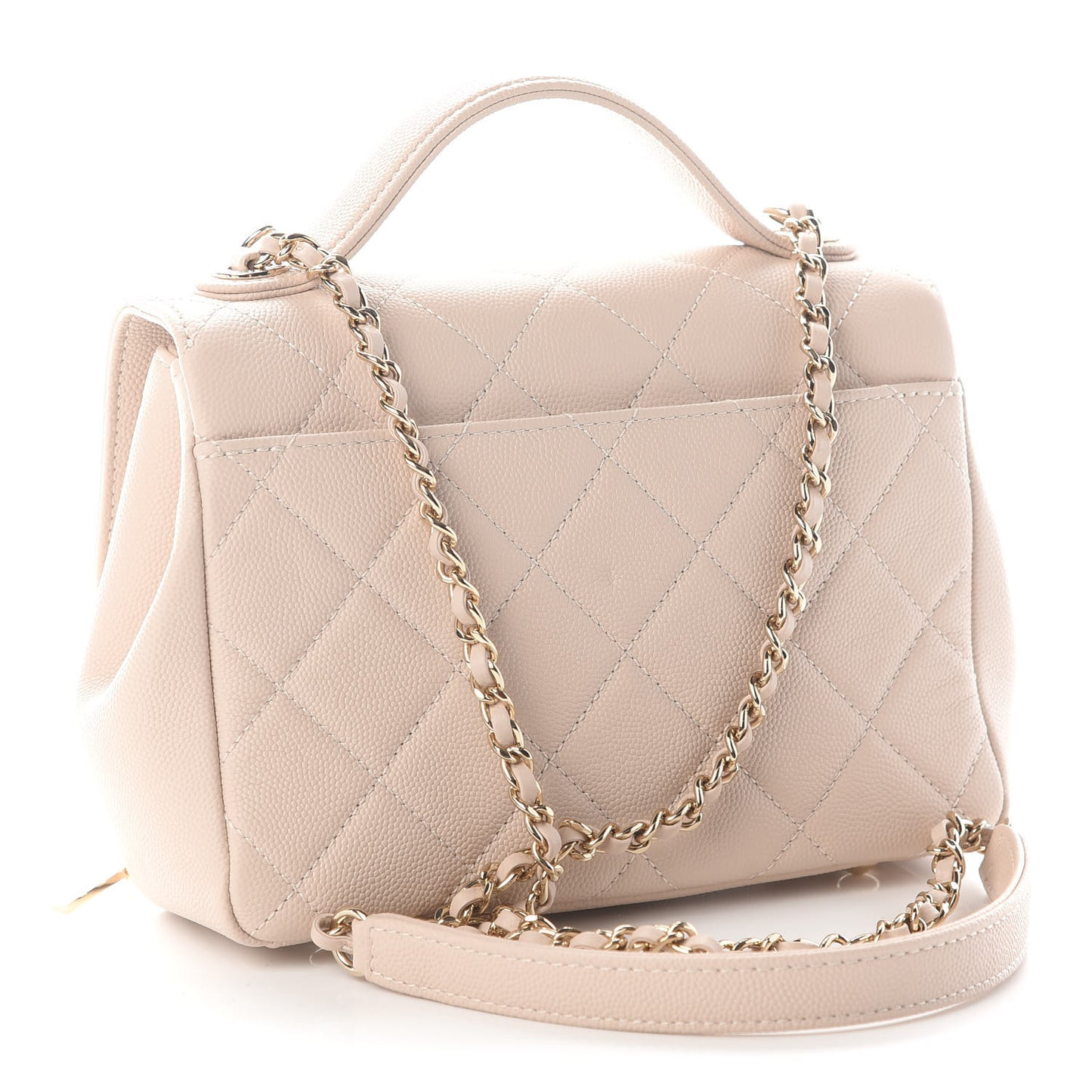 Caviar Quilted Small Business Affinity Flap Beige