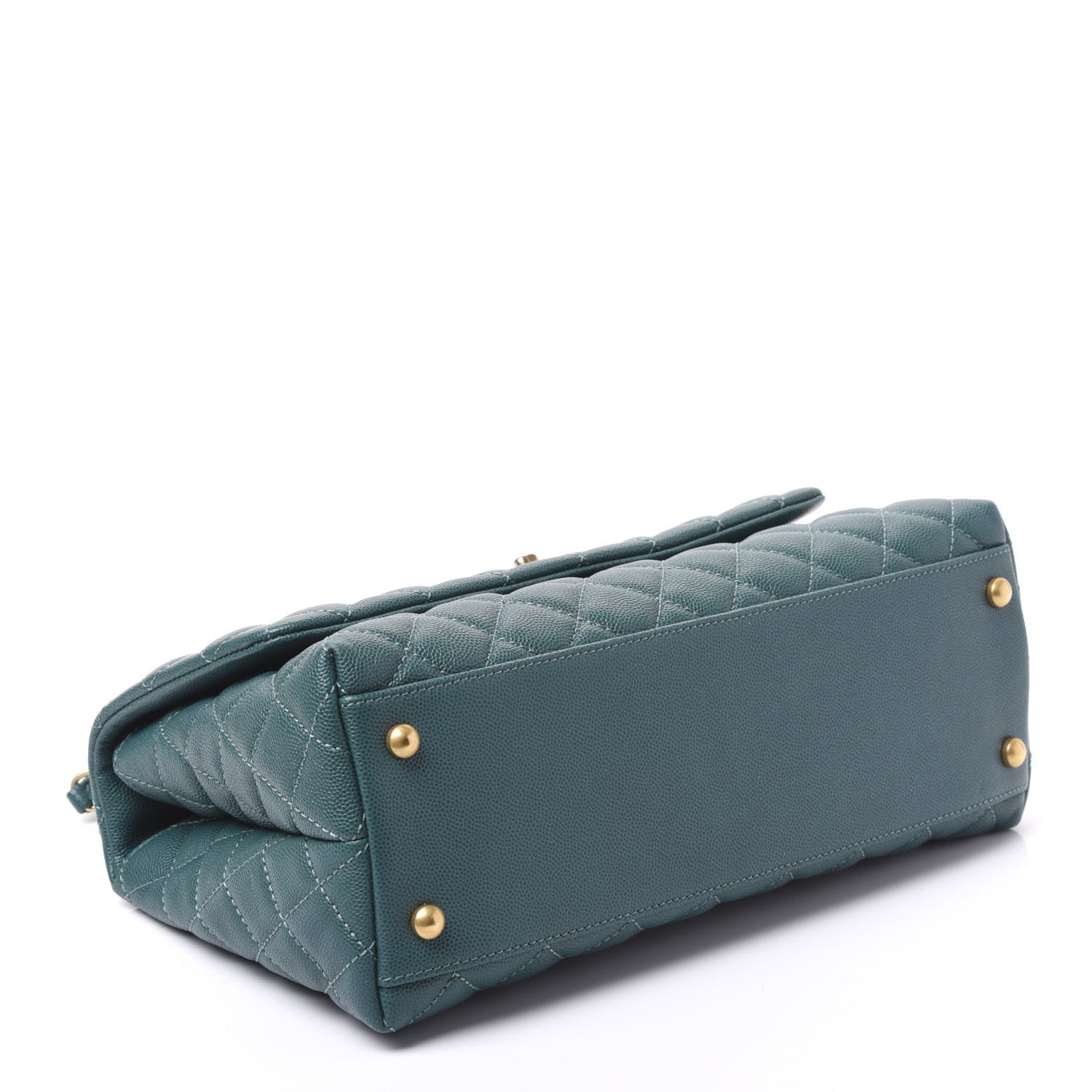 Chanel Caviar Lizard Quilted Small Coco Handle Flap Dark Turquoise 3 of 10