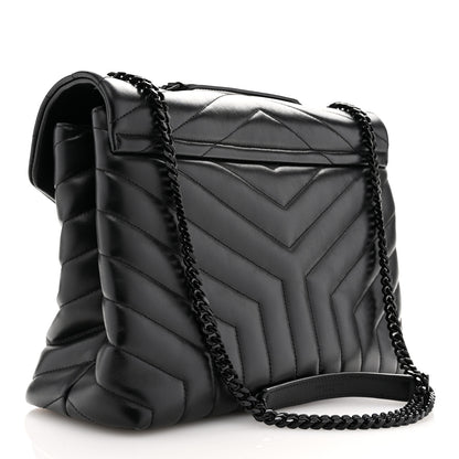 Saint Laurent Calfskin Y Quilted Monogram Monochrome Medium Loulou Chain Satchel Black 3 of 12