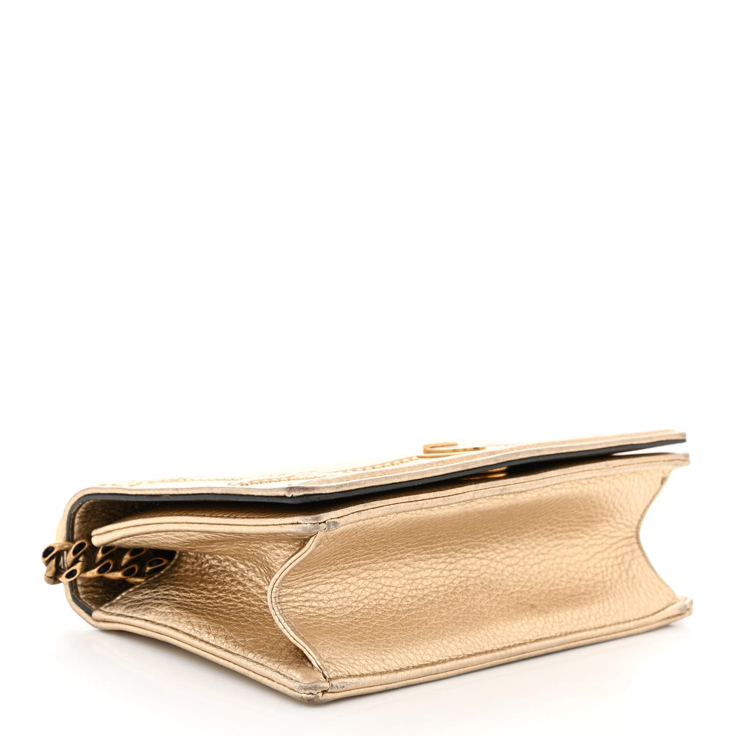 Metallic Grained Calfskin Small Diorama Flap Bag Gold