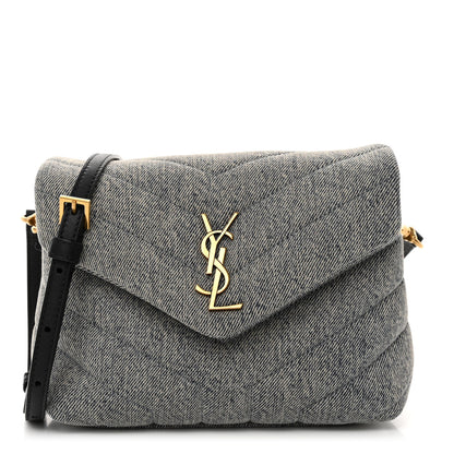 Saint Laurent Denim Y Quilted Monogram Toy Loulou Crossbody Bag Grey 1 of 9