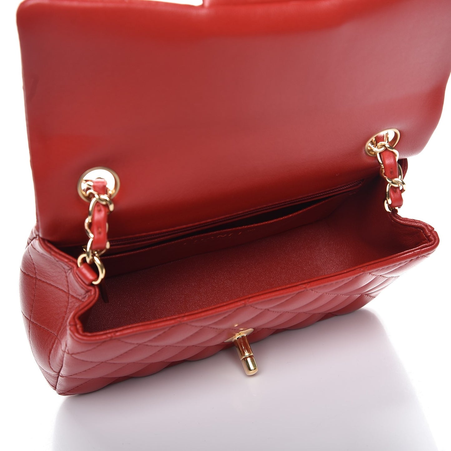 Lambskin Quilted Mini Rectangular Flap Red