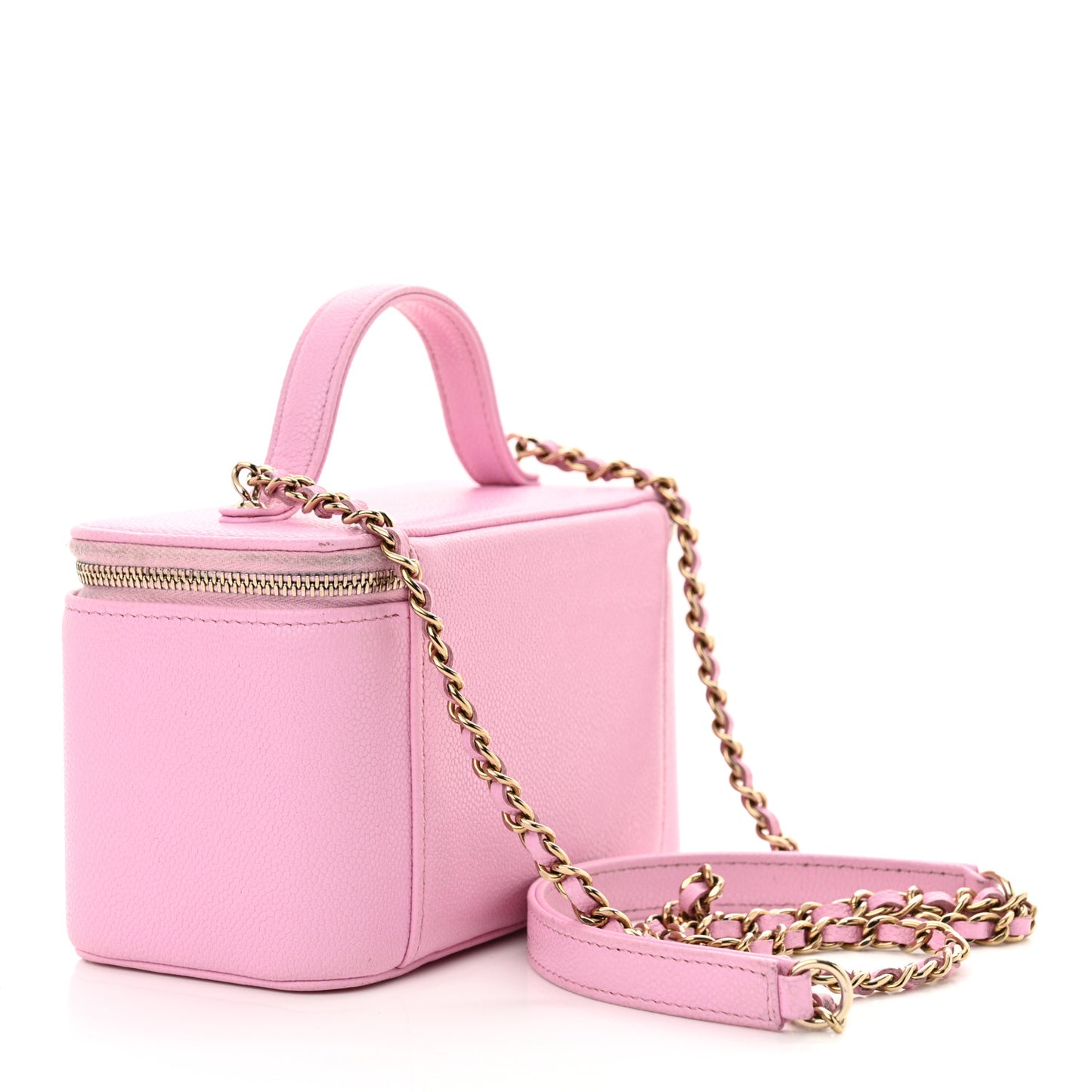 Caviar Quilted Top Handle Pocket Vanity Case Lilac