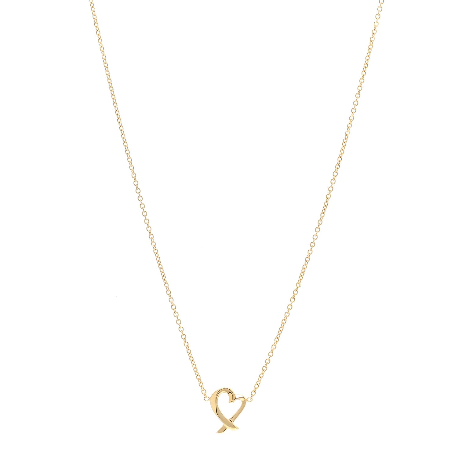 Tiffany 18K Yellow Gold Small Paloma Picasso Loving Heart Pendant Necklace 1 of 5