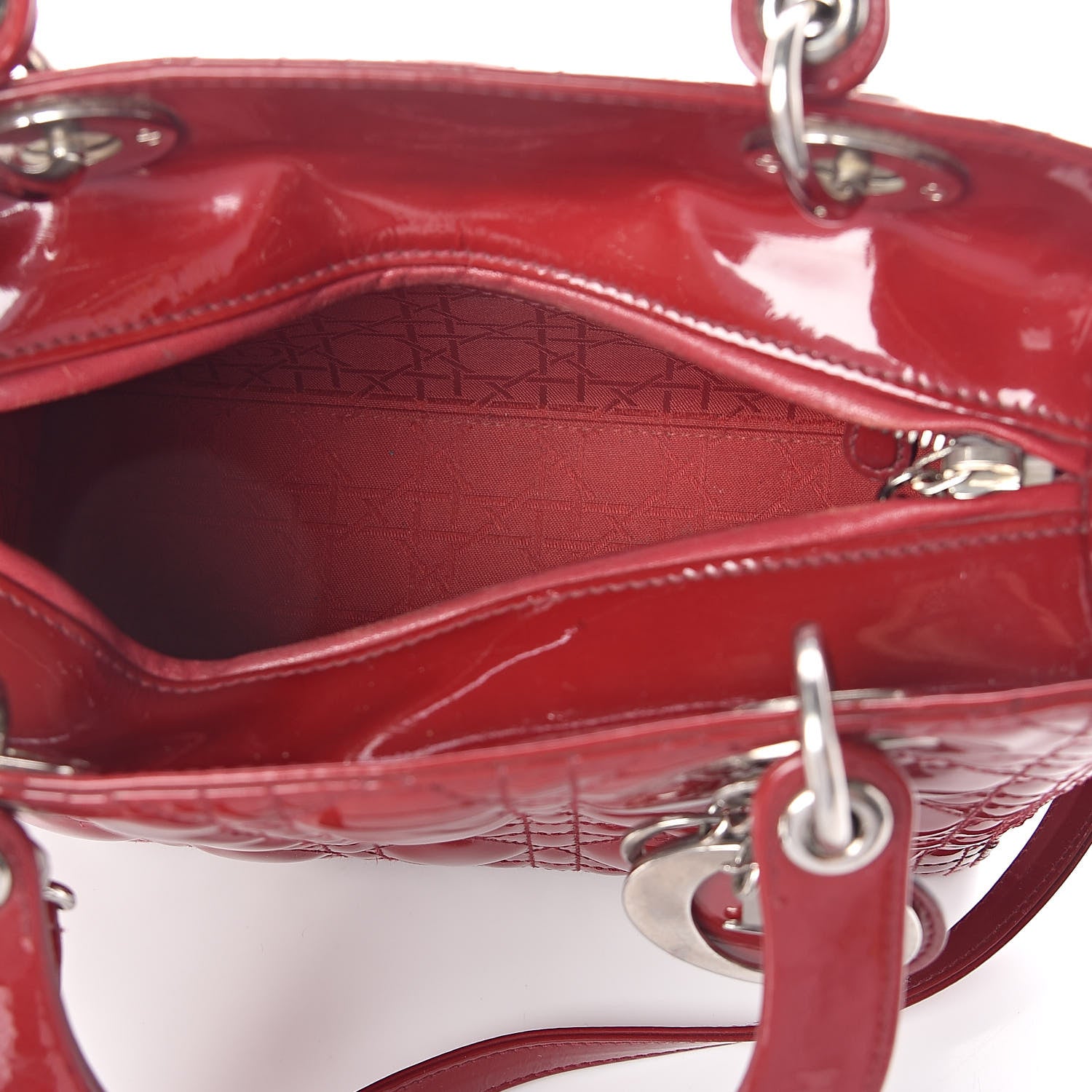 Christian Dior Patent Cannage Medium Lady Dior Red 5 of 12