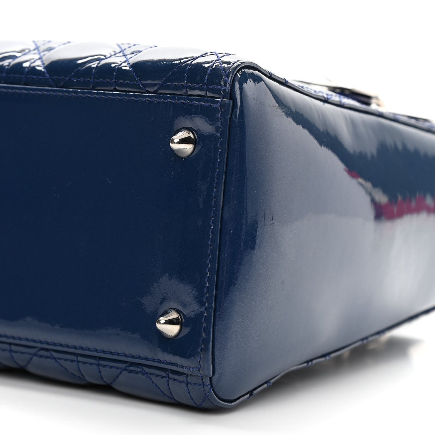 Patent Cannage Medium Lady Dior Blue