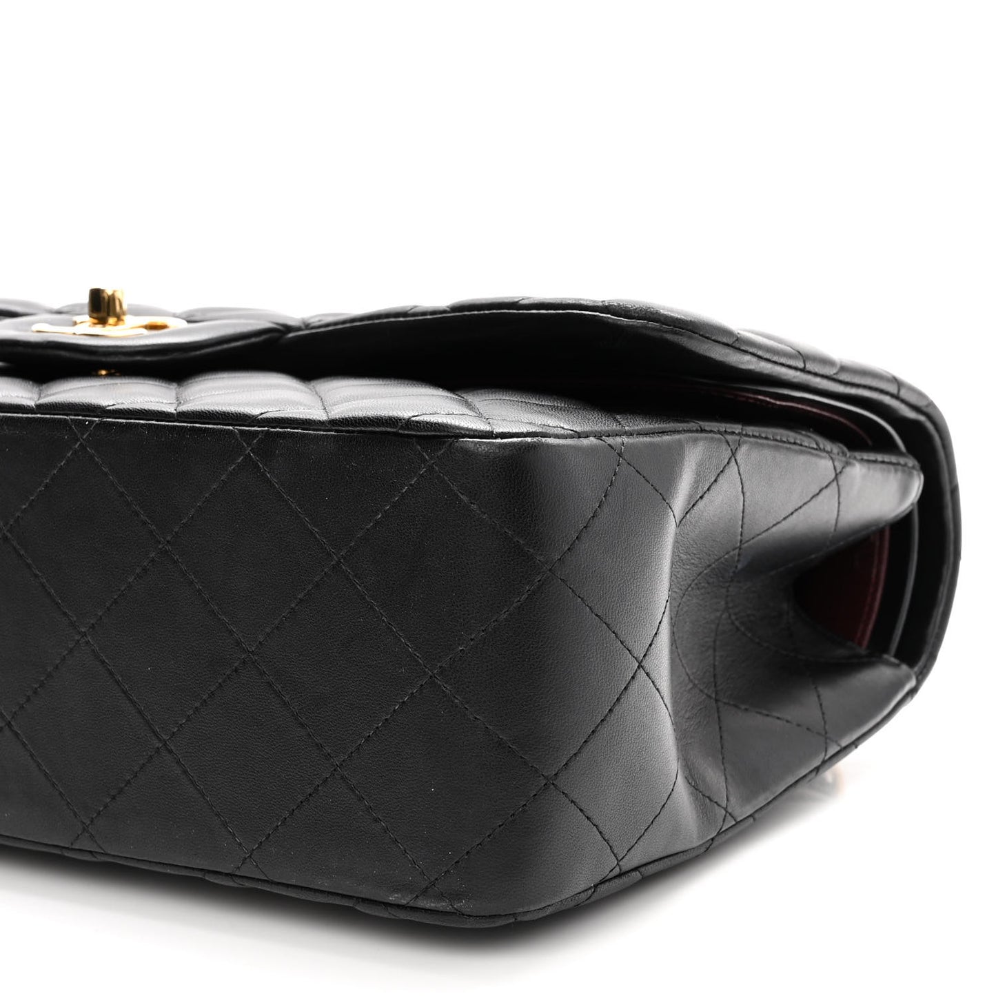Lambskin Quilted Jumbo Double Flap Black