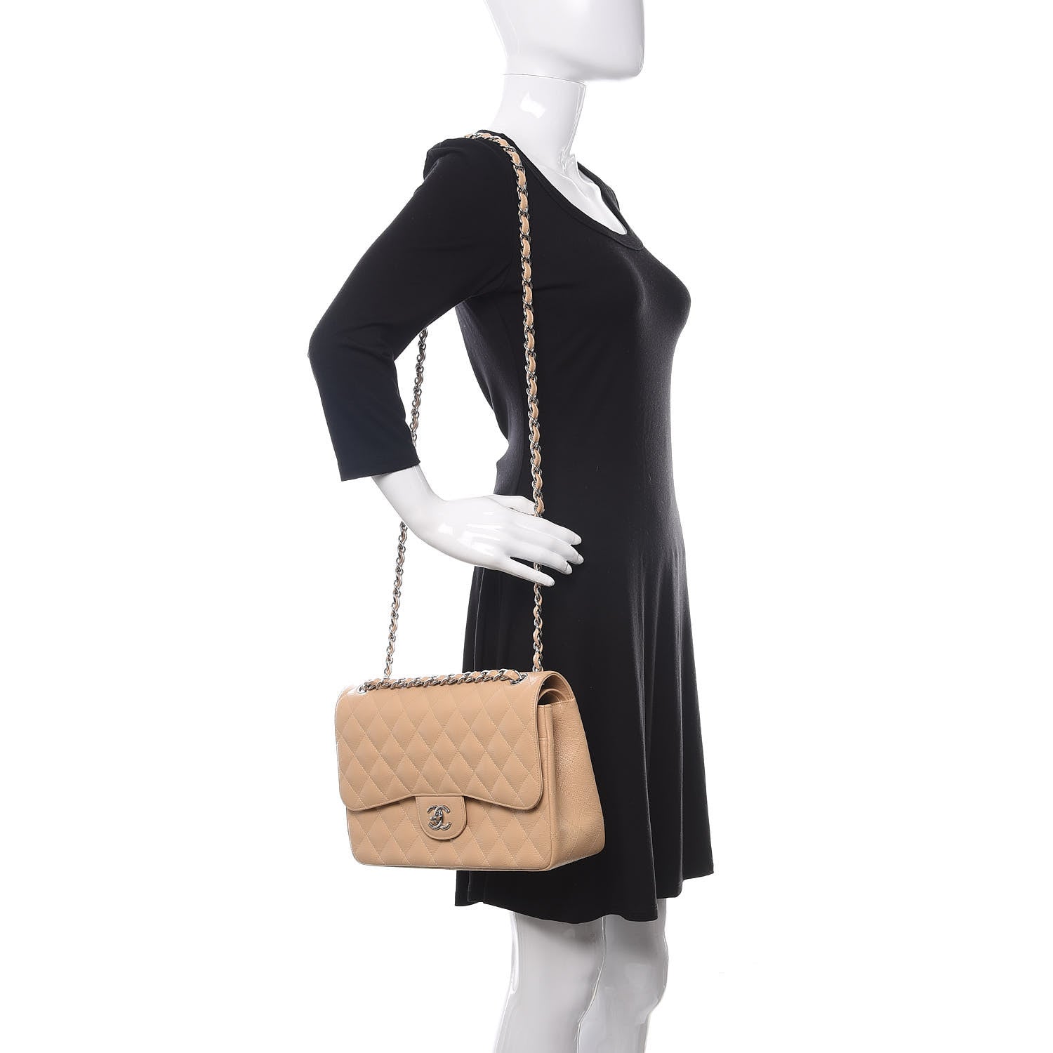 Chanel Caviar Quilted Jumbo Double Flap Beige Clair 2 of 10