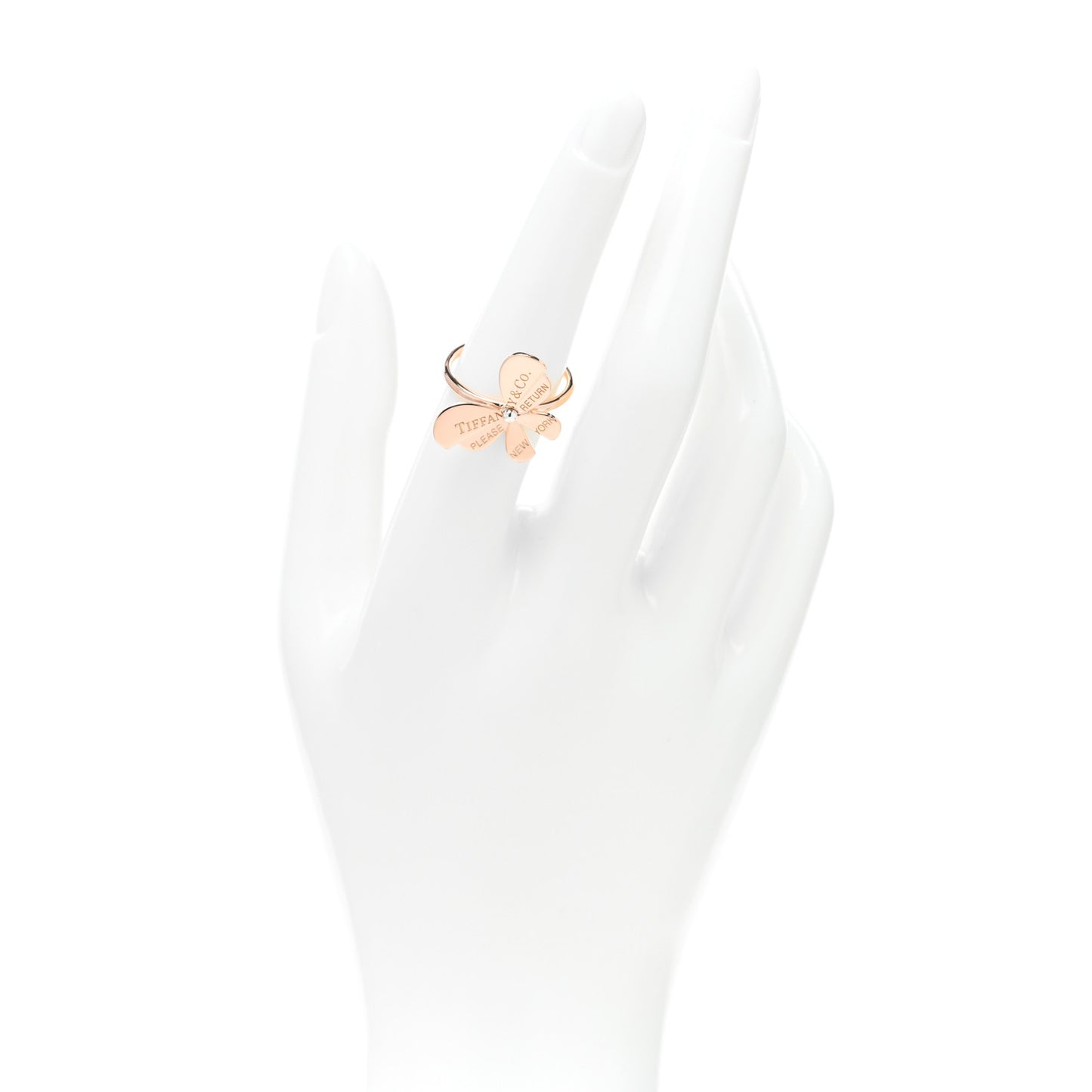 18K Rose Gold Sterling Silver Return to Tiffany Love Bugs Butterfly Ring 54 6.75