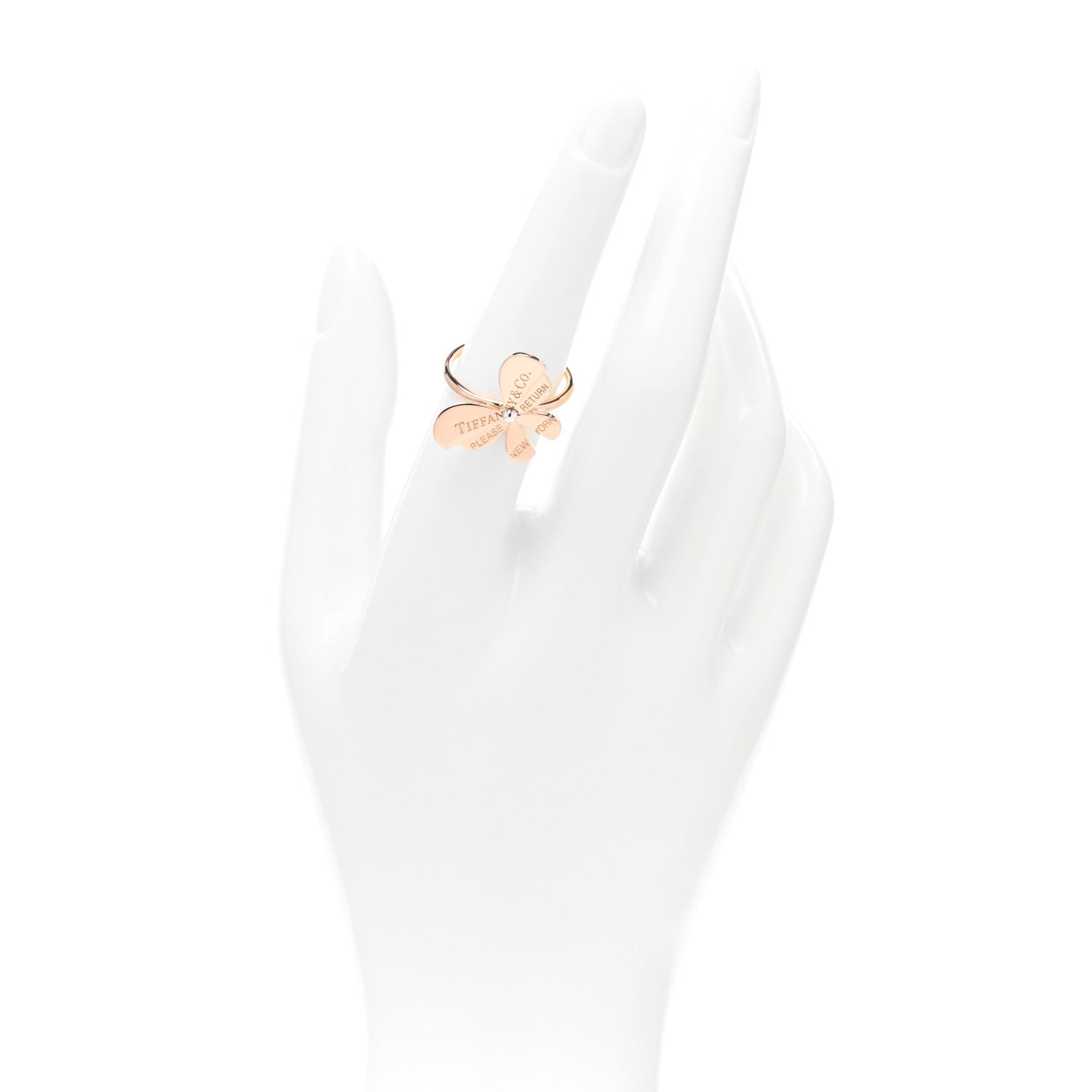 Tiffany 18K Rose Gold Sterling Silver Return to Tiffany Love Bugs Butterfly Ring 54 6.75 2 of 5