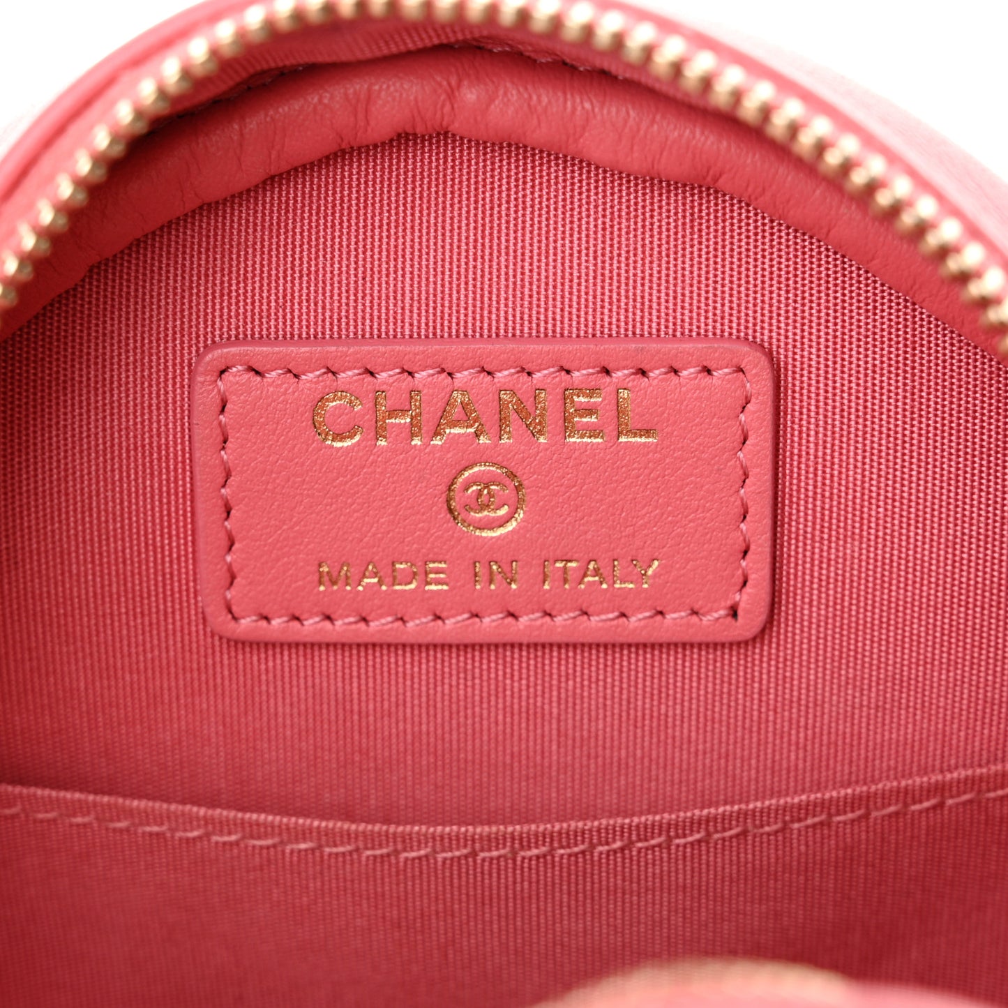 Sequin Chanel 19 Round Clutch With Chain Coral