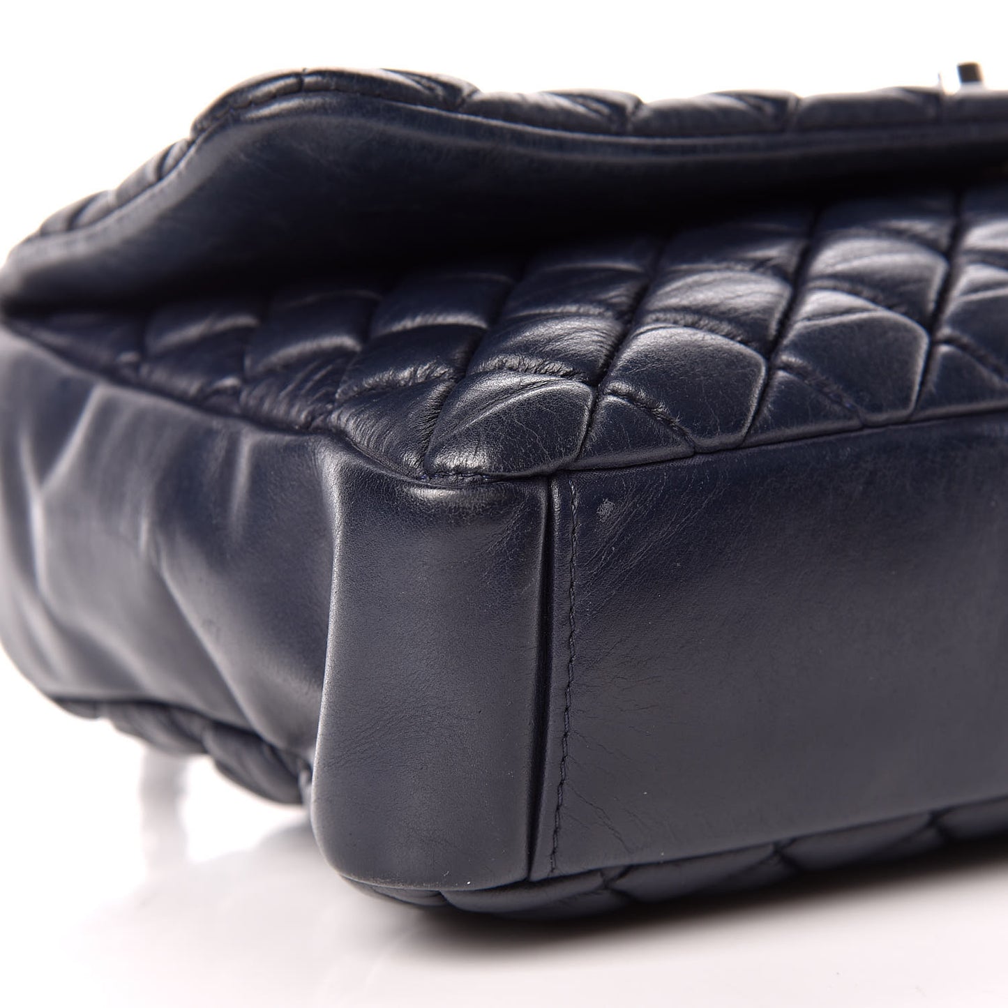 Iridescent Calfskin New Bubble Large Flap Navy
