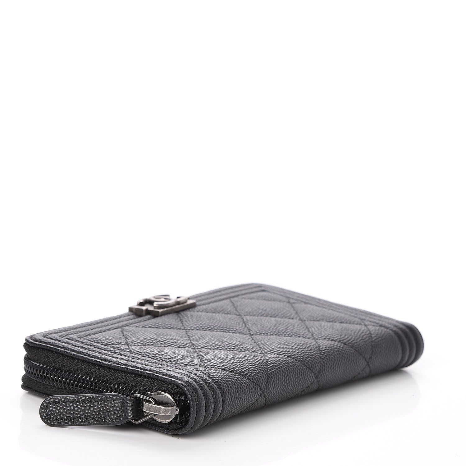 Chanel Caviar Quilted Boy Small Zip Around Wallet Black 4 of 9