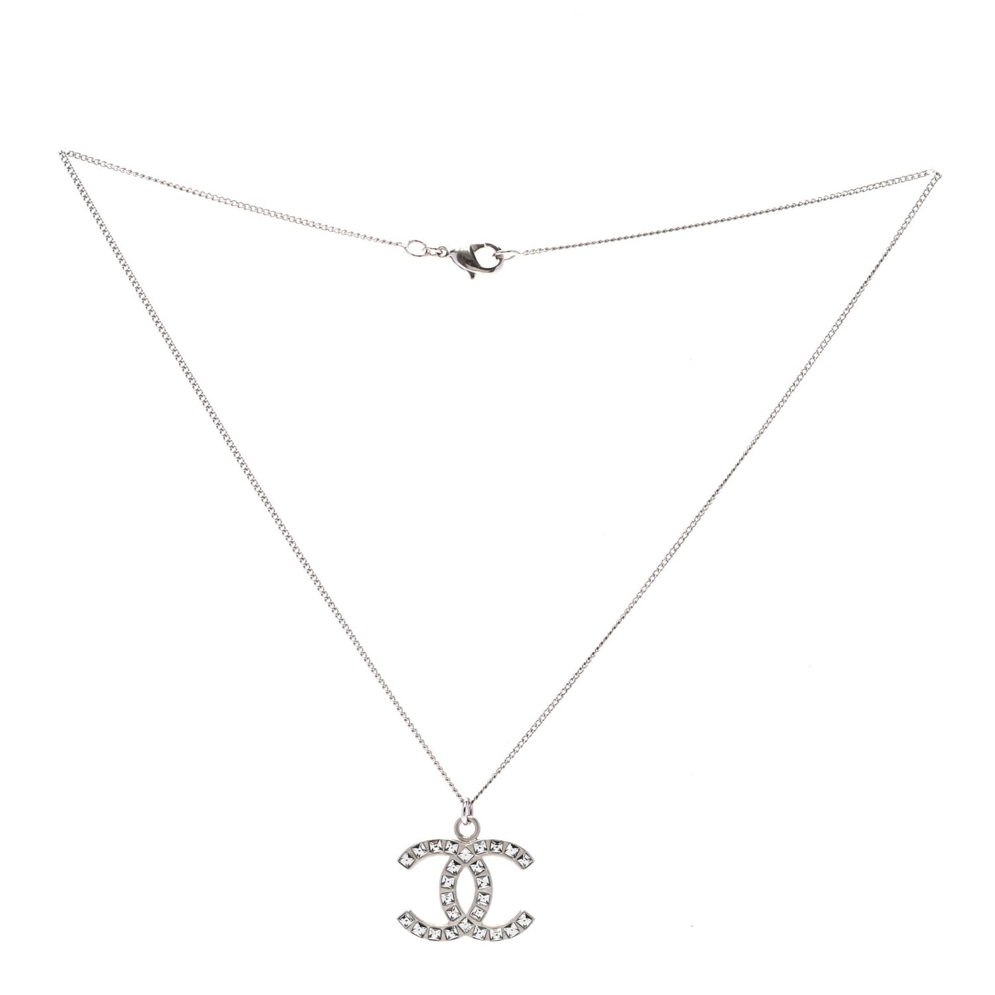 Crystal CC Pendant Necklace Silver