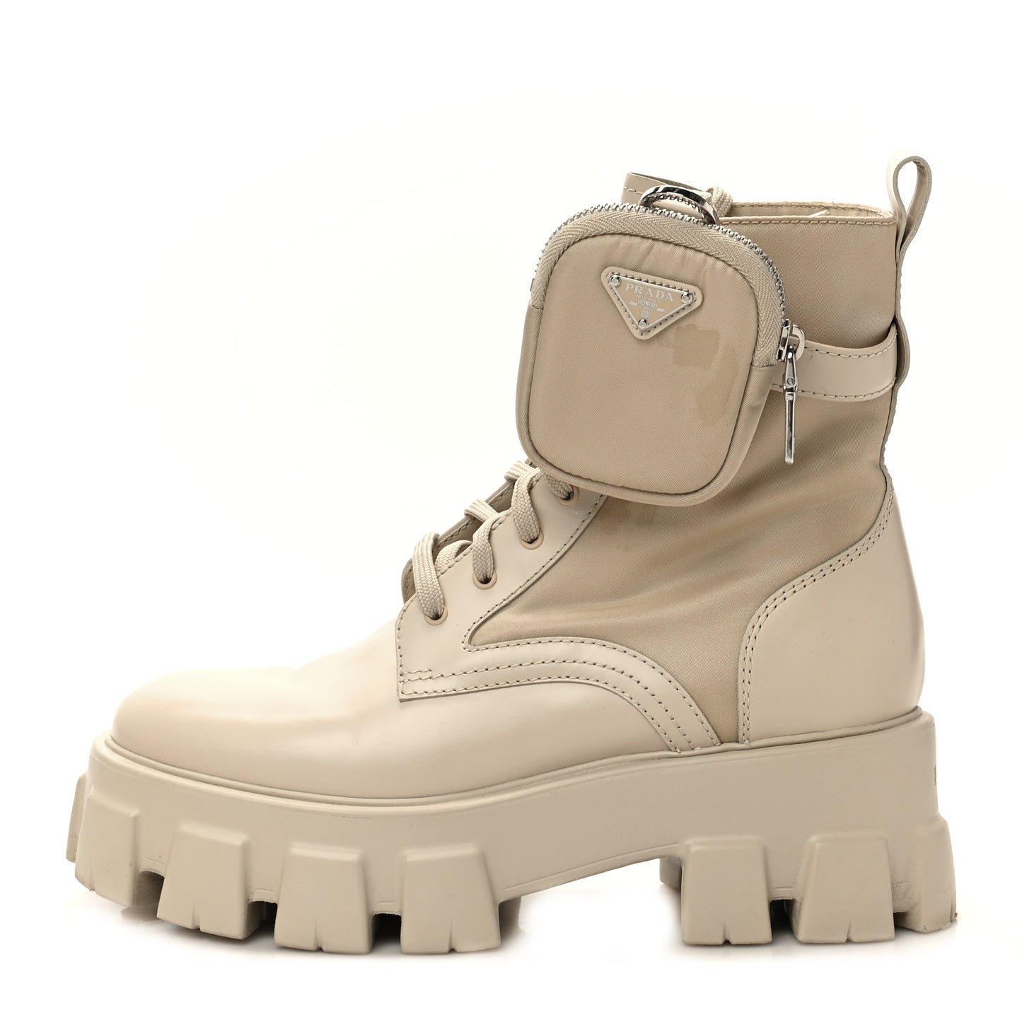 Spazzolato Rois Re-Nylon Metal Triangle Logo Monolith Pouch Pocket 55mm Boots 38.5 Deserto