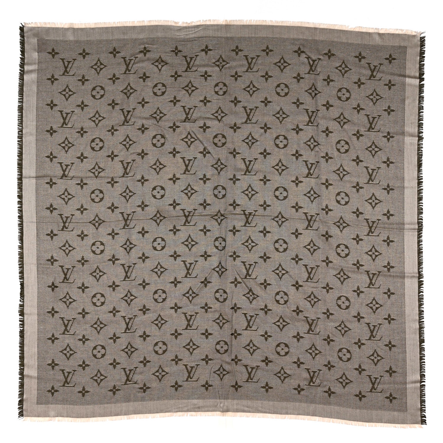 Louis Vuitton Silk Wool Monogram Neo Natte Shawl Kaki 1 of 3