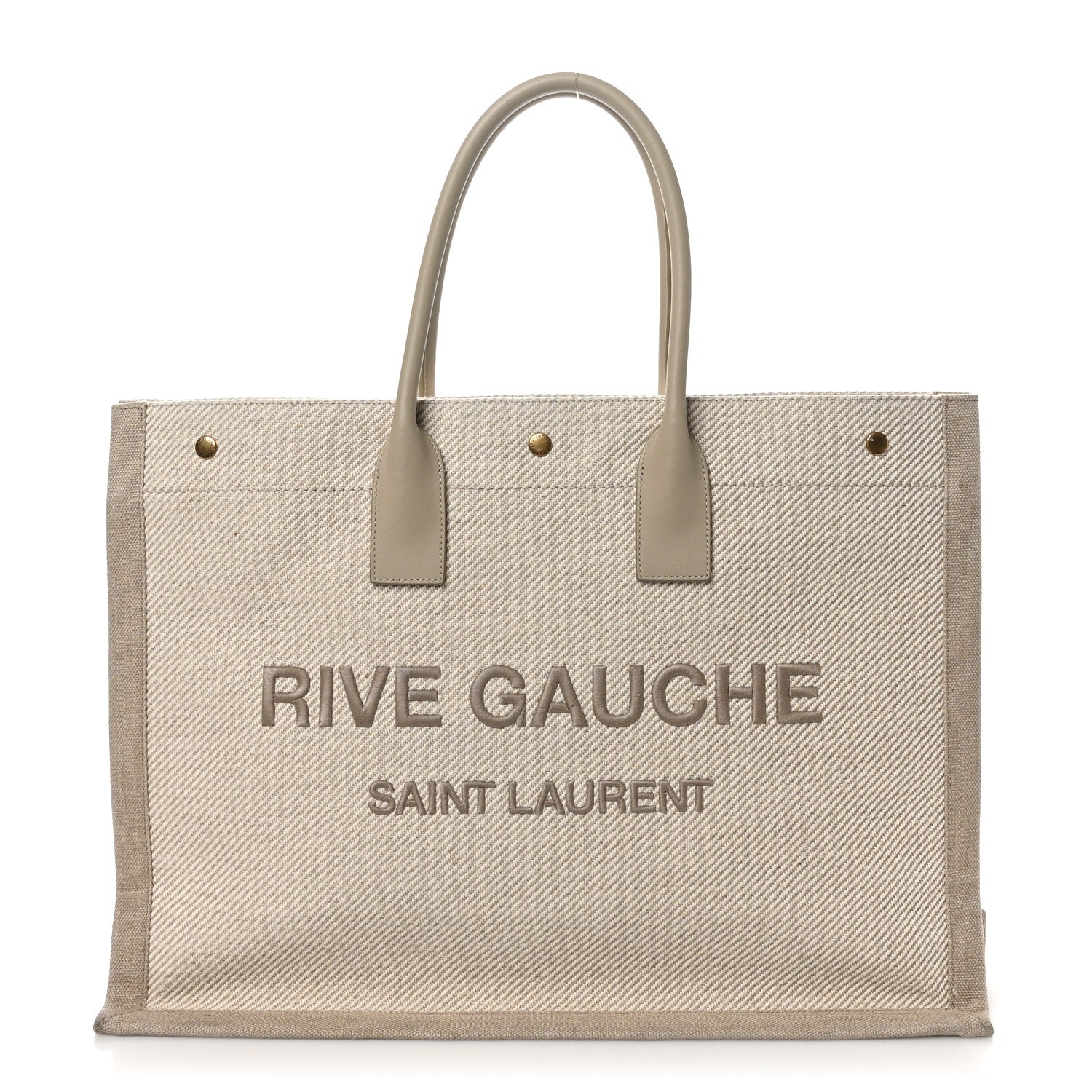 Saint Laurent Linen Calfskin Rive Gauche Tote Beige Sea Salt 1 of 11