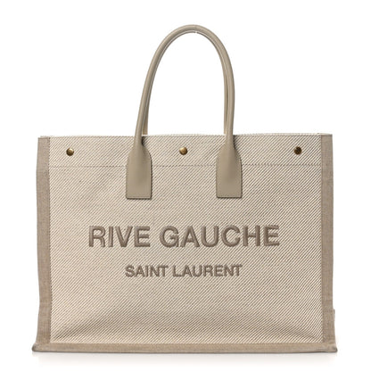 Saint Laurent Linen Calfskin Rive Gauche Tote Beige Sea Salt 1 of 11