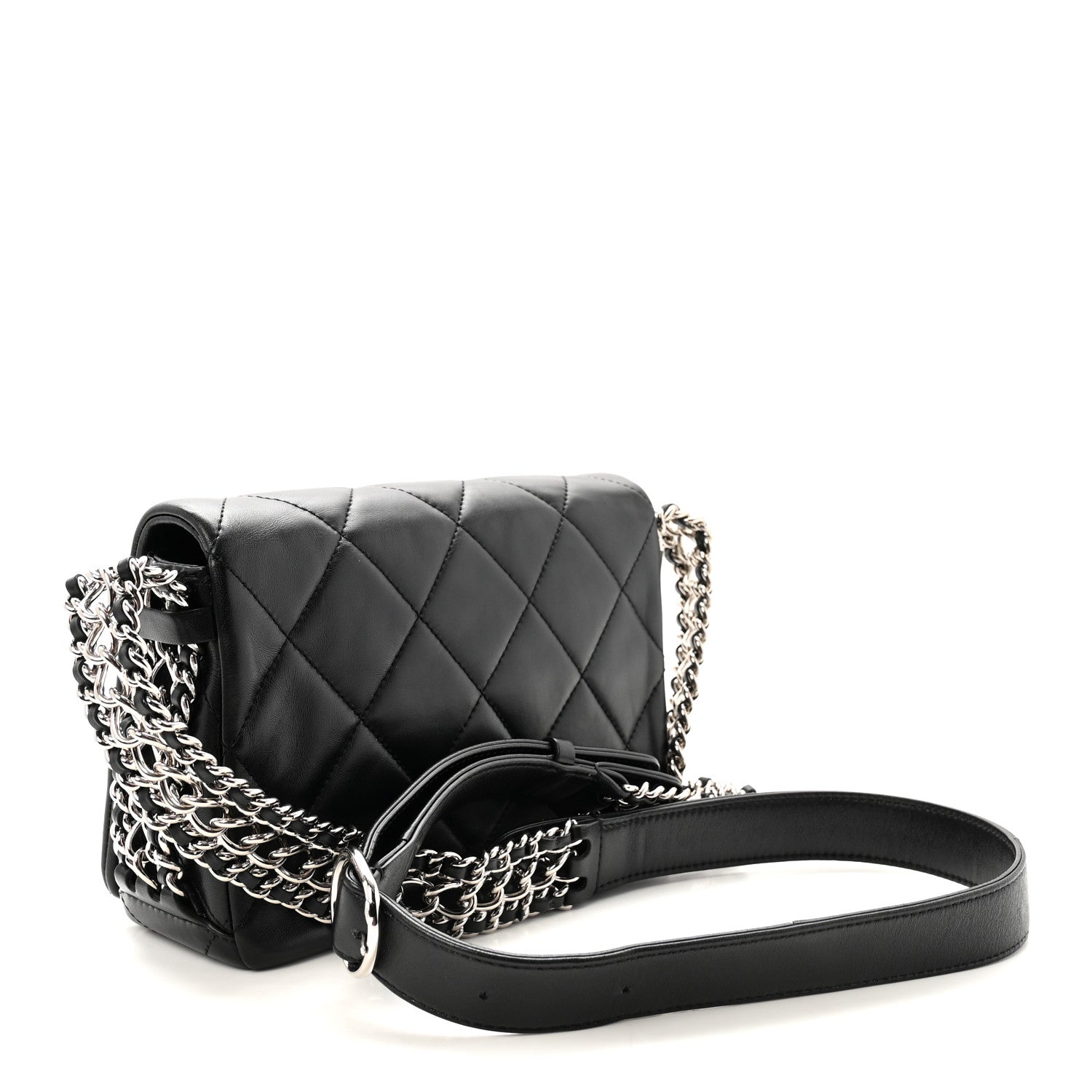 Chanel Lambskin Quilted Small Chain Rows Flap Black 3 of 10