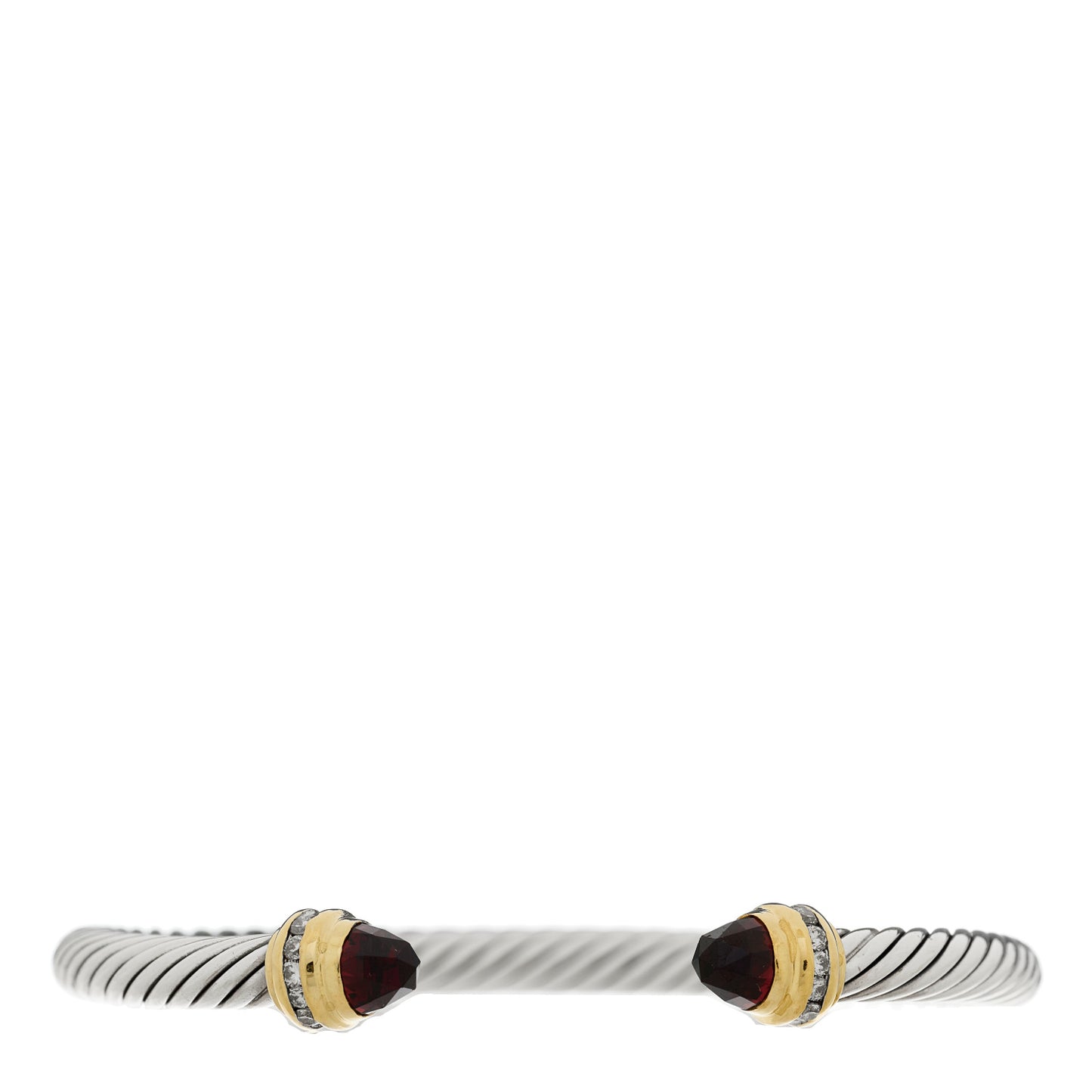 Sterling Silver 18K Yellow Gold Diamond Garnet 5mm Cable Classics Bracelet