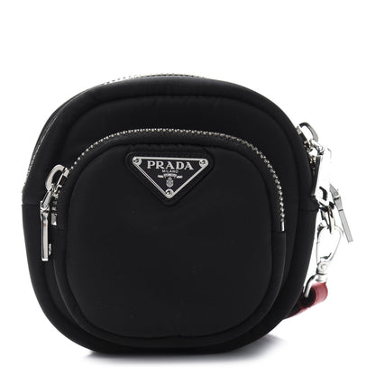 Prada Tessuto Nylon Pocket Small Wristlet Pouch Black Fuoco 1 of 9