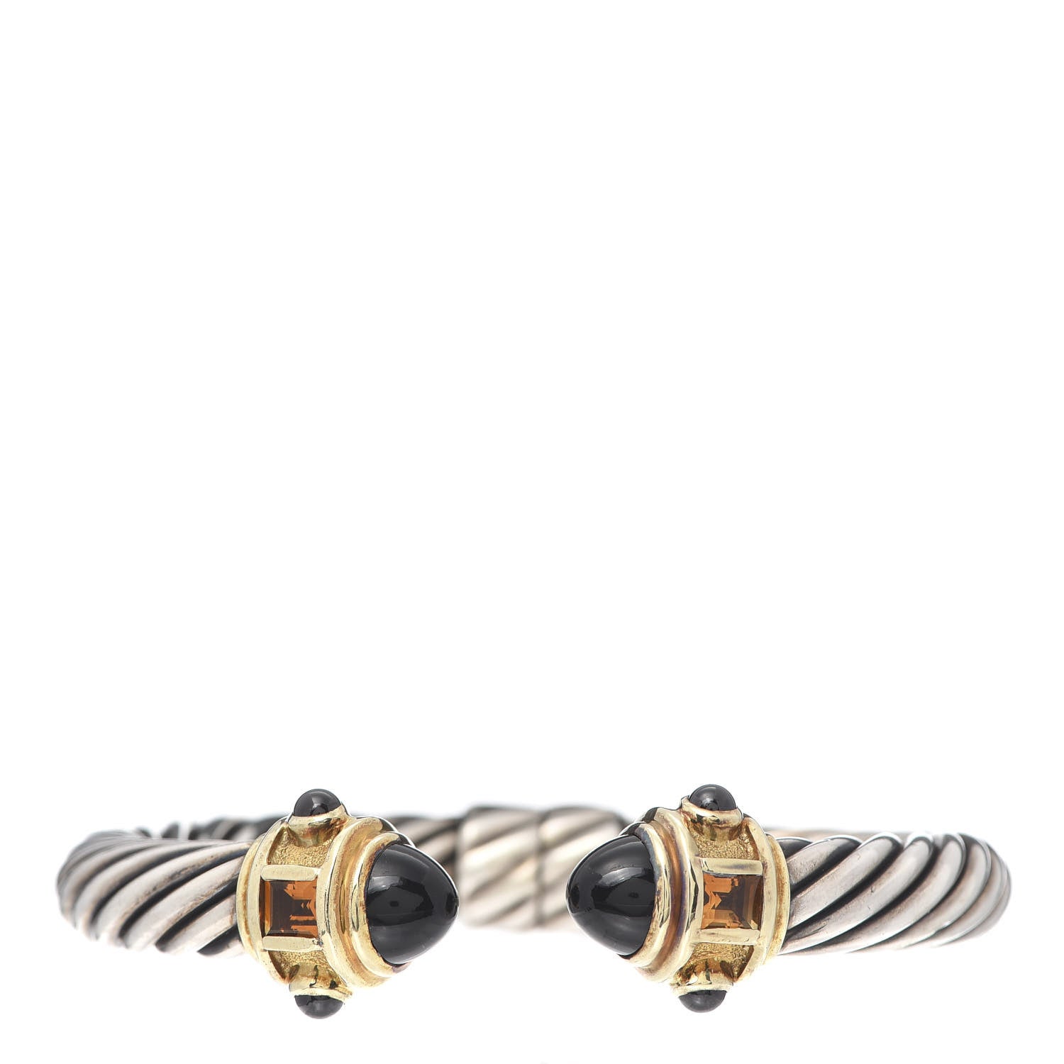 David Yurman Sterling Silver 14K Yellow Gold Black Onyx Citrine Rhodolite Garnet 10mm Cable Renaissance Bracelet 1 of 5