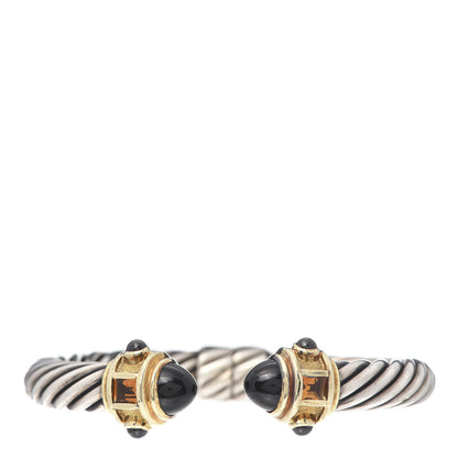 David Yurman Sterling Silver 14K Yellow Gold Black Onyx Citrine Rhodolite Garnet 10mm Cable Renaissance Bracelet 1 of 5