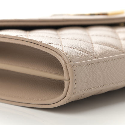 Saint Laurent Grain De Poudre Mixed Matelasse Triquilt Monogram Chain Wallet Dark Beige 9 of 11