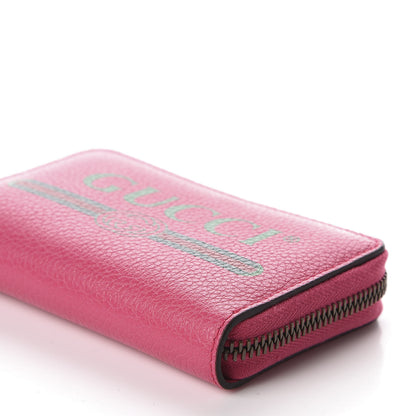 Gucci Grained Calfskin Logo Zip Around Card Case Box Pink Green 7 of 8