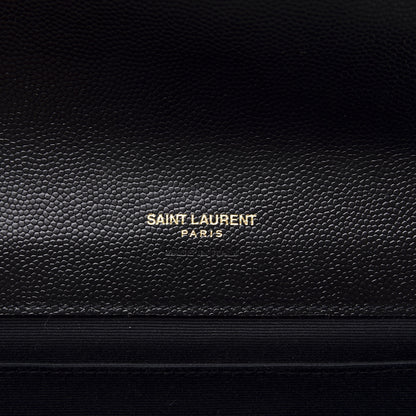 Saint Laurent Grain De Poudre Matelasse Chevron Monogram Envelope Clutch Black 7 of 10