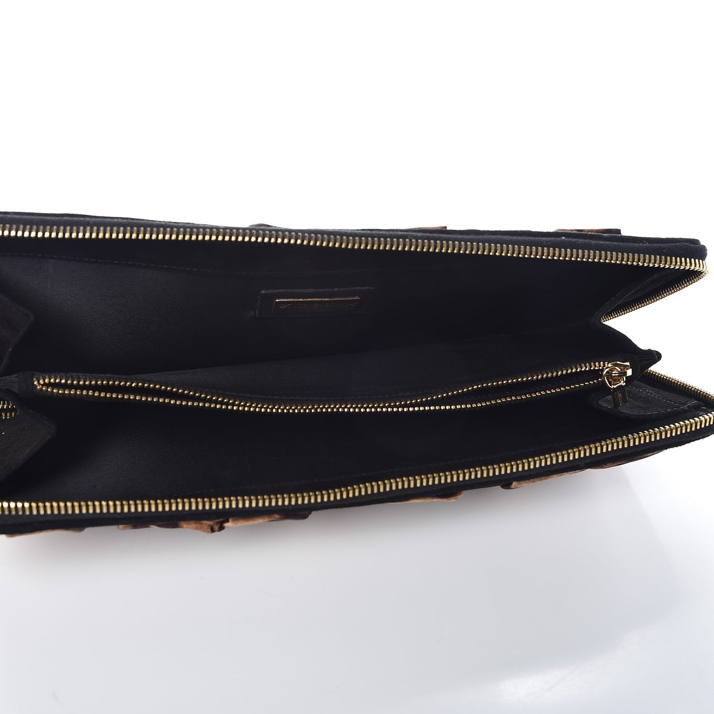 Satin Leopard Print Clutch Black