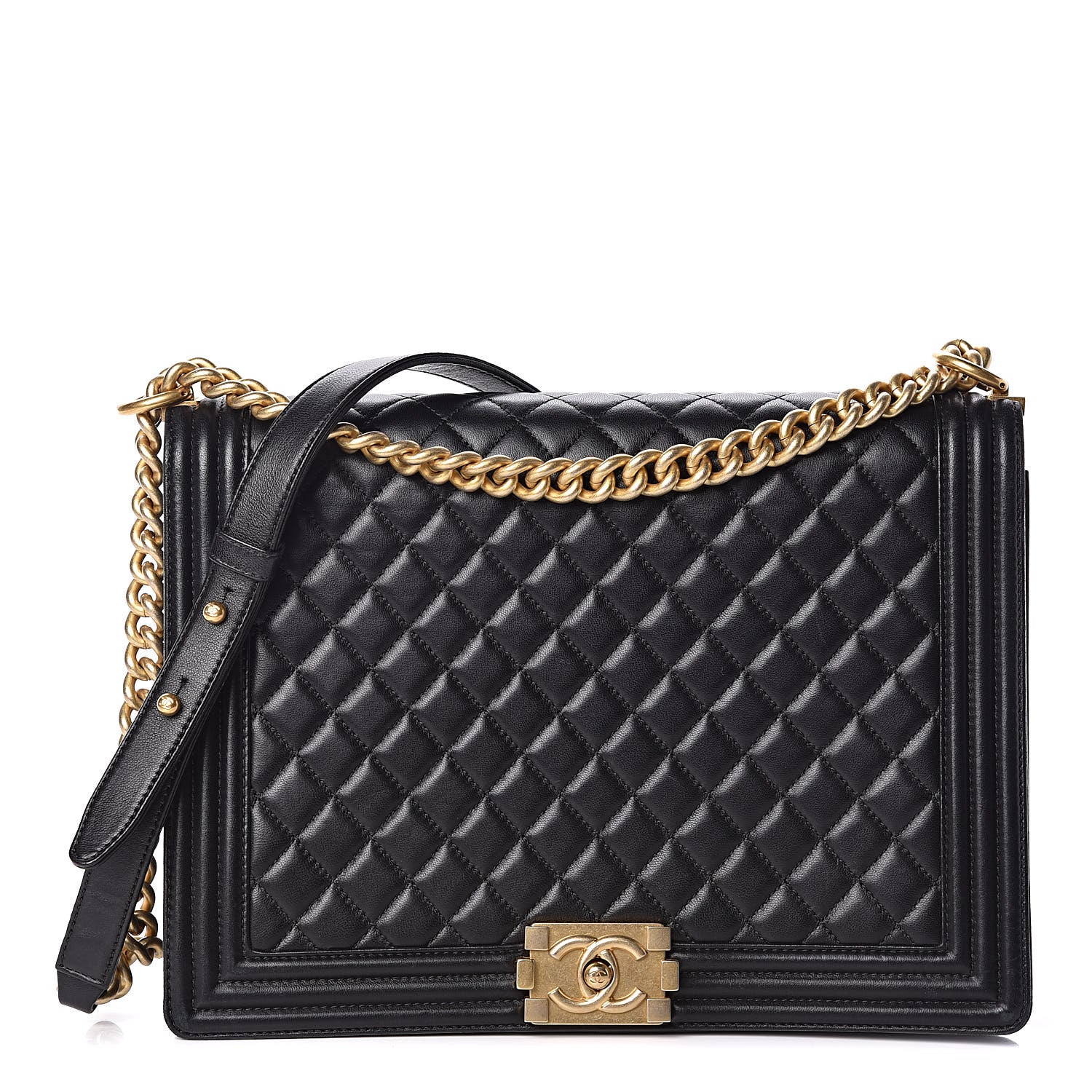 Chanel Lambskin Quilted Large Boy Flap Black 1 of 9