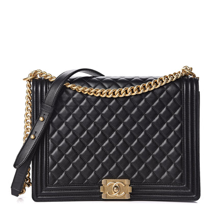 Chanel Lambskin Quilted Large Boy Flap Black 1 of 9