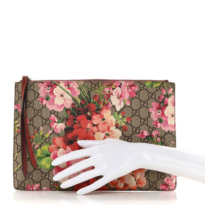 Gucci GG Supreme Monogram Blooms Small Zip Pouch Beige Multicolor Dry Rose 2 of 7