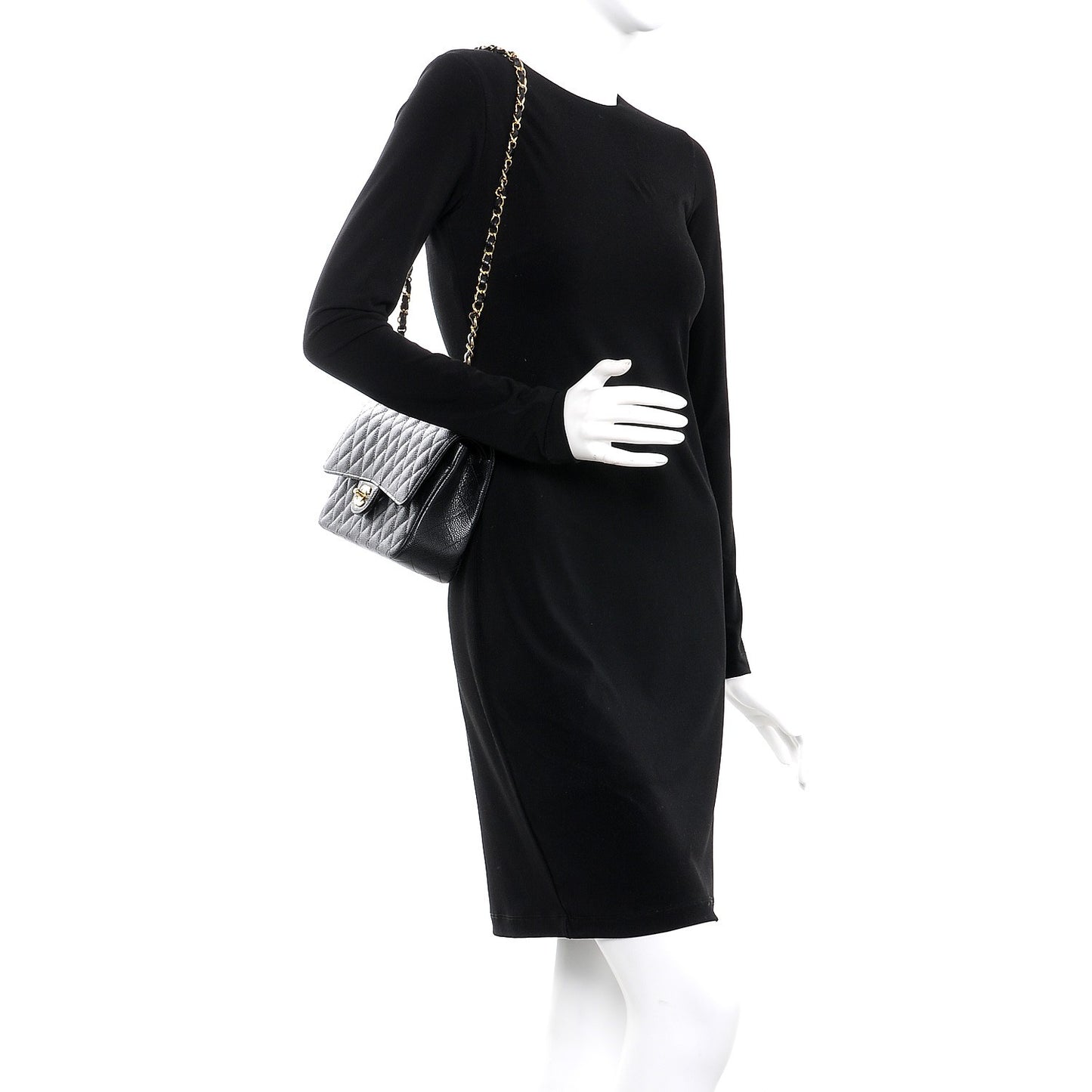Caviar Quilted Medium Double Flap Black