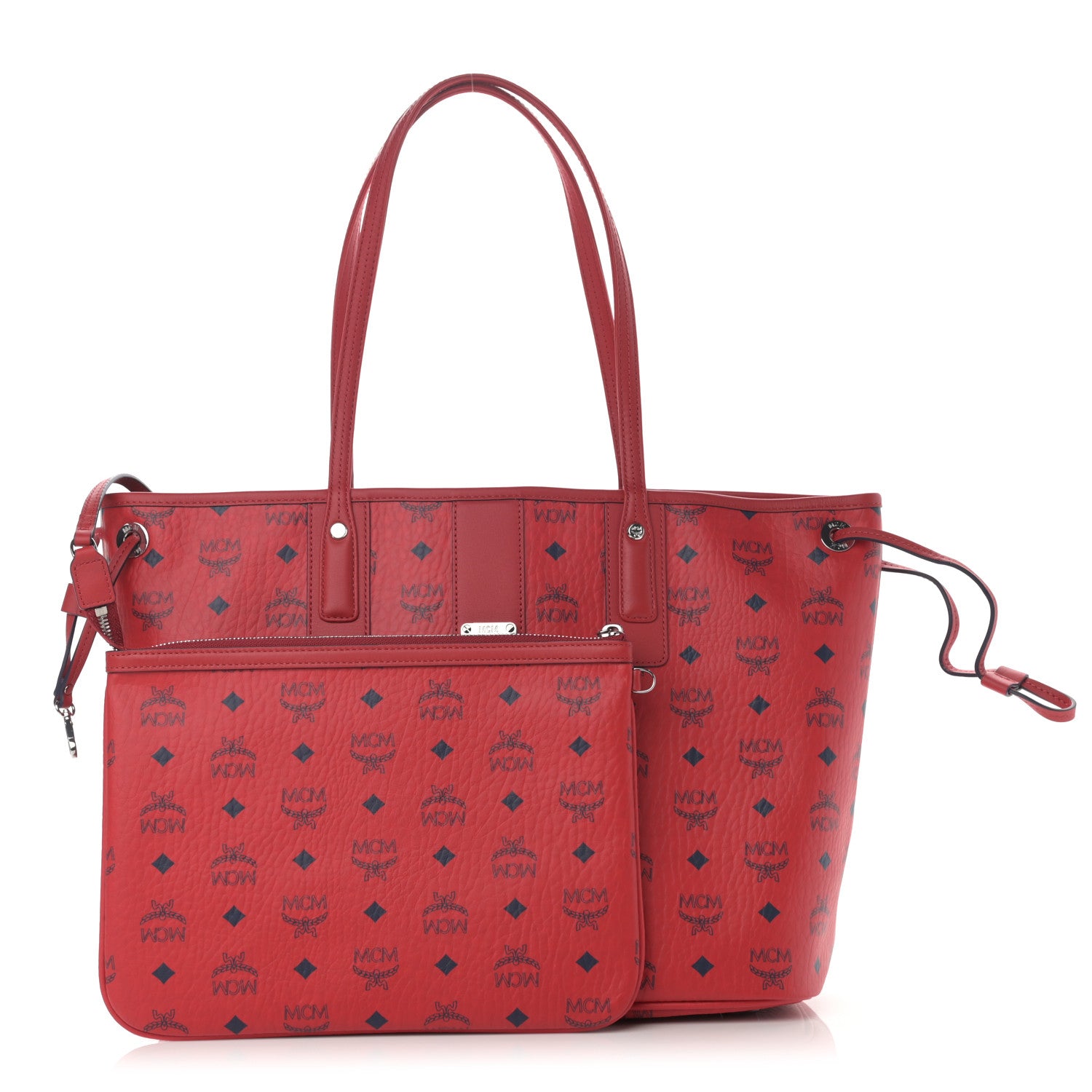 MCM Visetos Medium Liz Reversible Shopper Tote Ruby Red 1 of 15