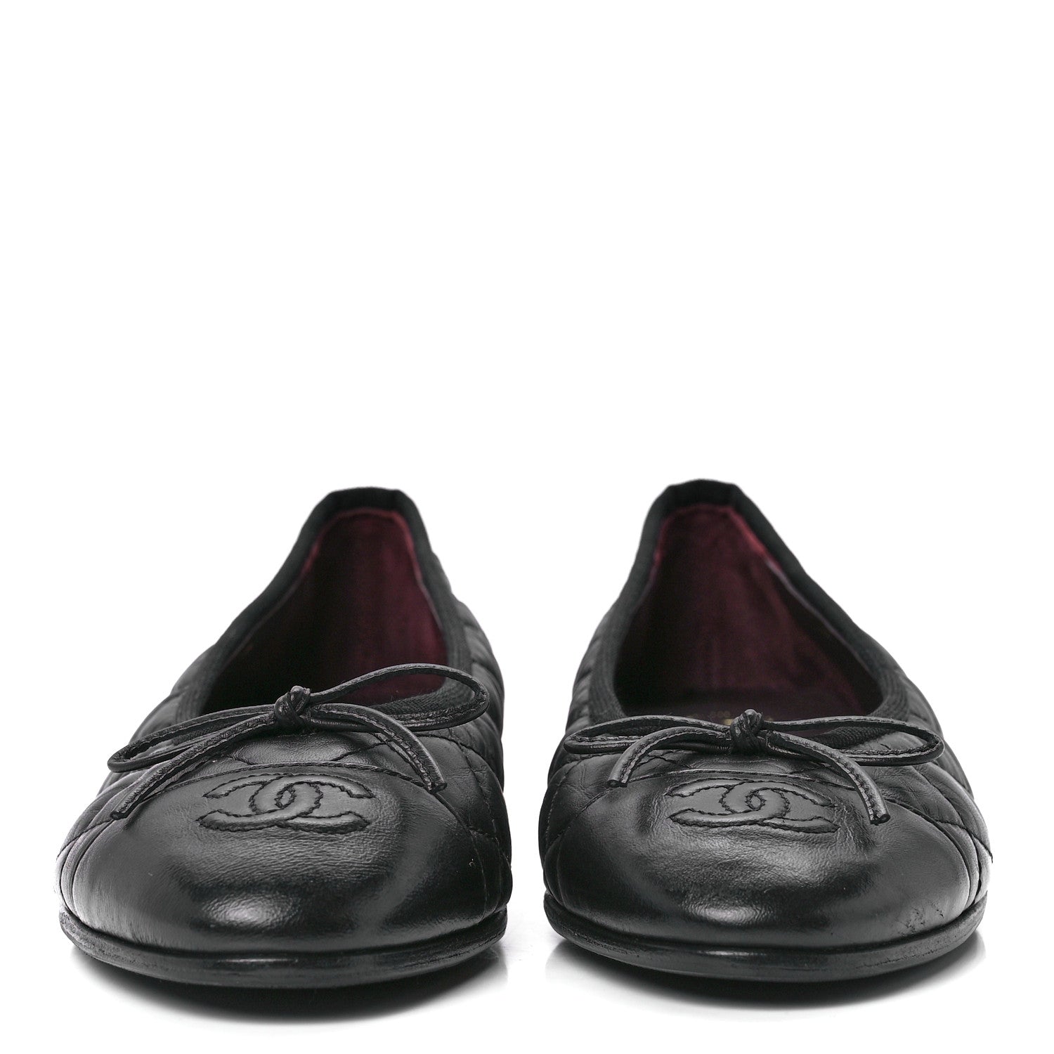 Chanel Aged Calfskin Quilted CC Cap Toe Ballerina Flats 36 Black 2 of 8