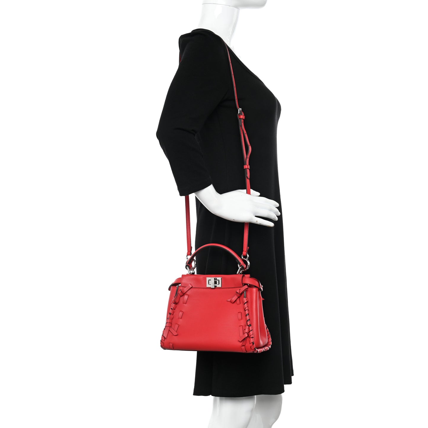 Vitello Seta Century Nappa Whipstitch Mini Peekaboo Iconic Satchel Fiamma