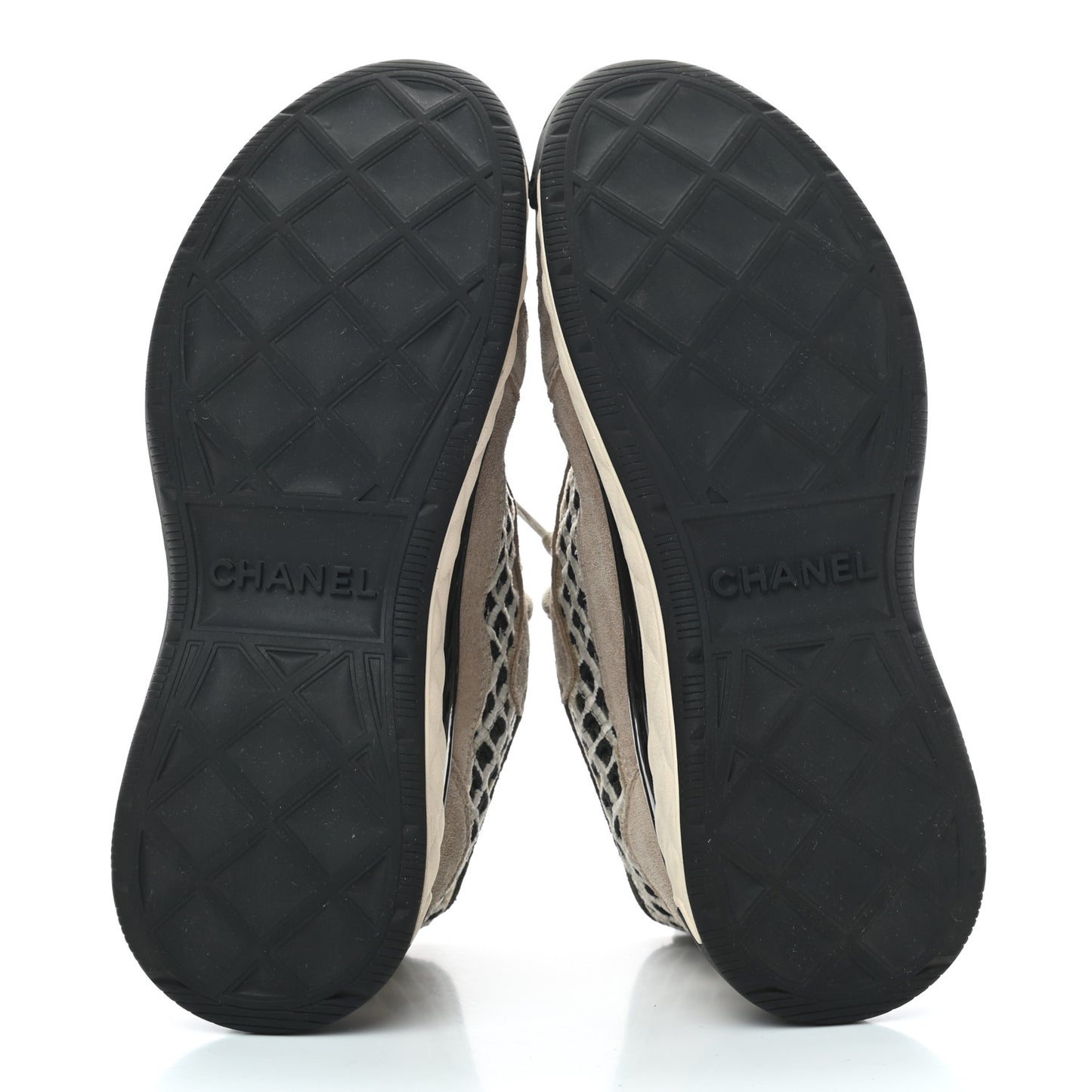 Suede Calfskin Embroidered CC Sneakers 36 Beige Black