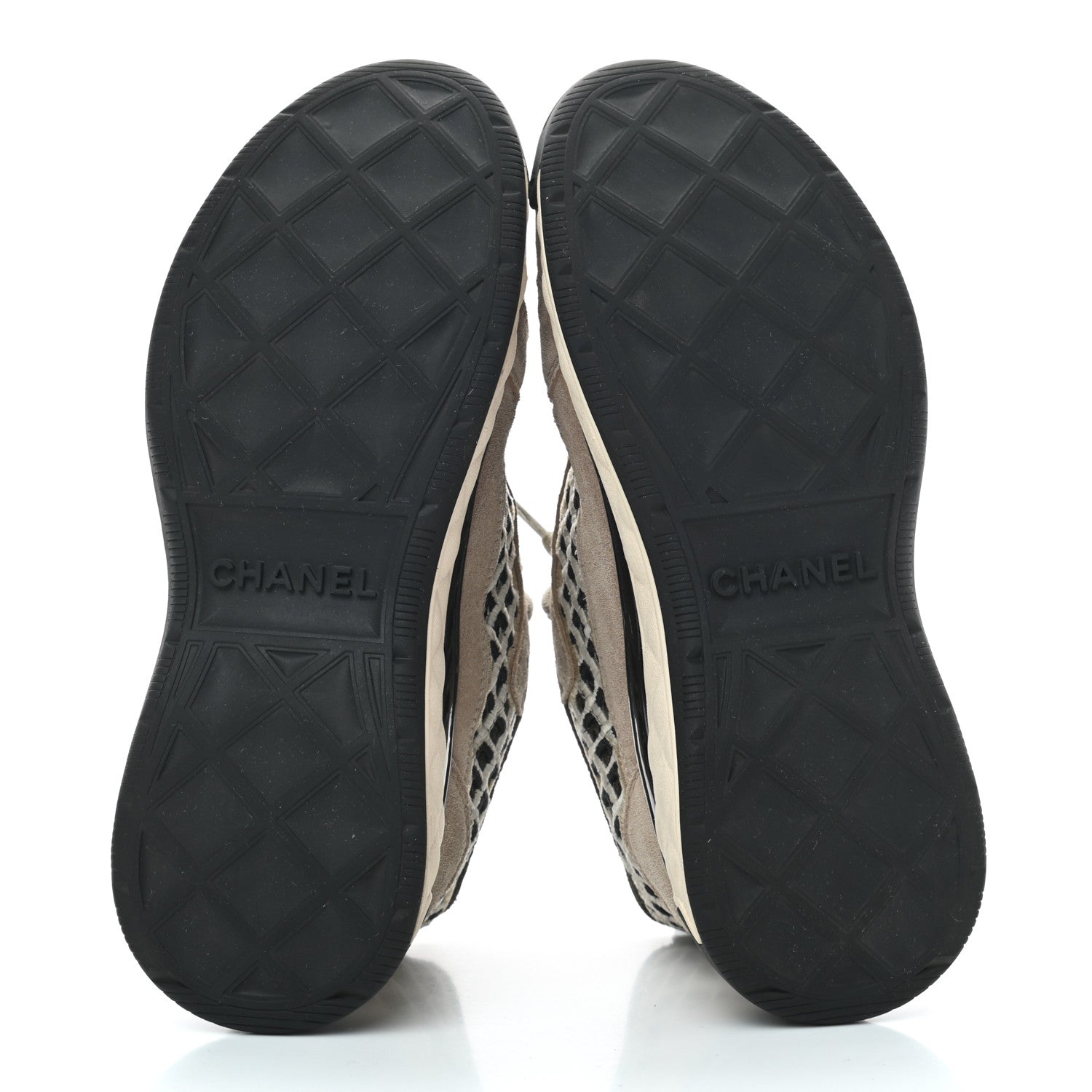 Chanel Suede Calfskin Embroidered CC Sneakers 36 Beige Black 5 of 8