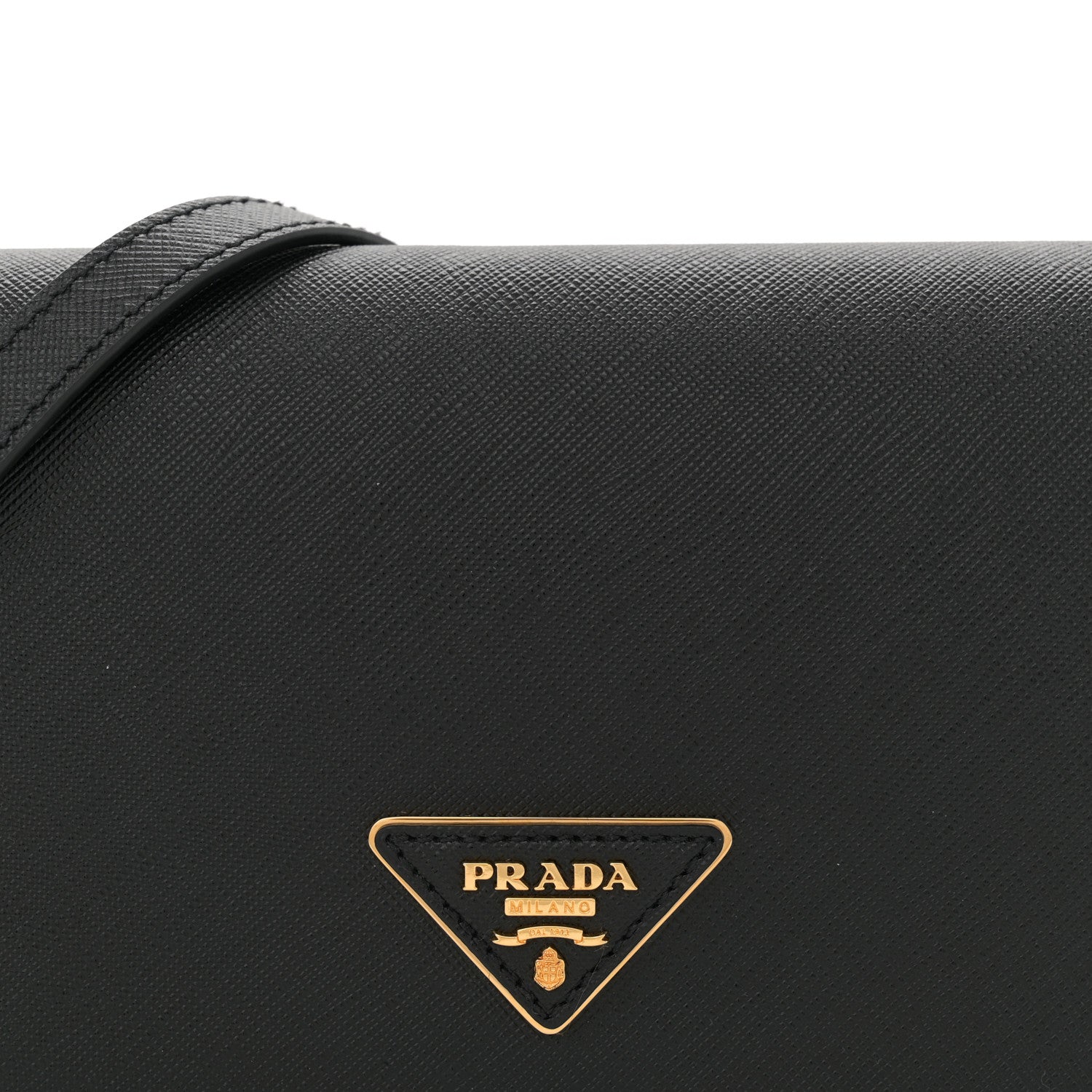 Prada Saffiano Metal Triangle Logo Shoulder Bag Black 7 of 10
