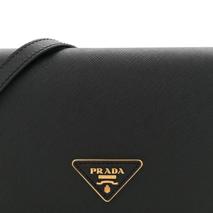 Prada Saffiano Metal Triangle Logo Shoulder Bag Black 7 of 10