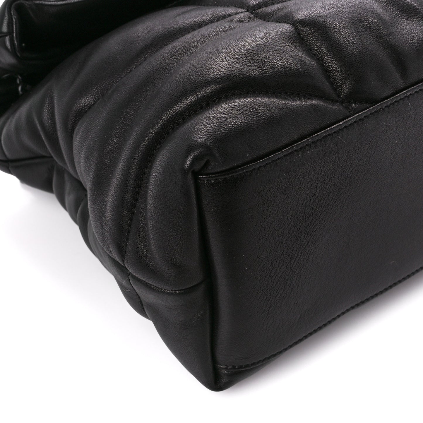 Lambskin Quilted Monogram Monochrome Medium Loulou Puffer Chain Satchel Black