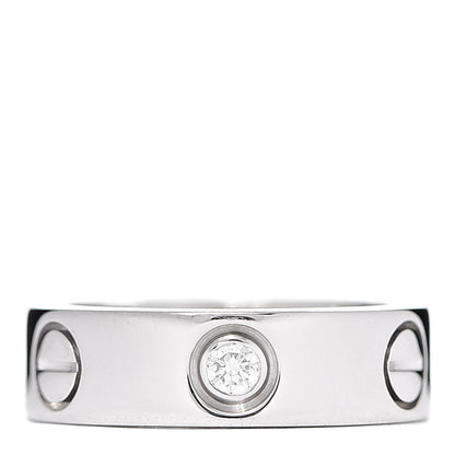 Cartier 18K White Gold 3 Diamond 5.5mm LOVE Ring 48 4.5 1 of 6