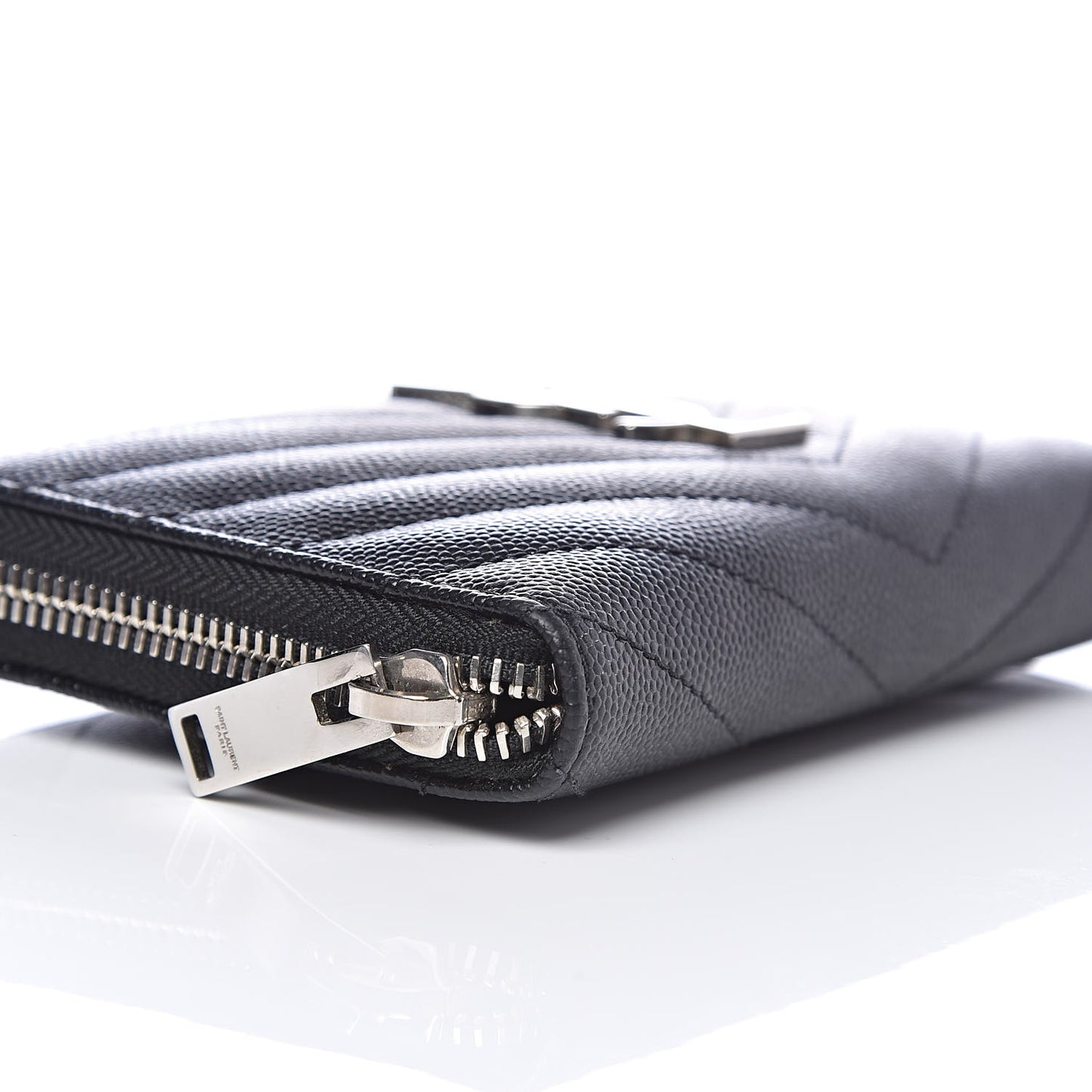 Grain De Poudre Matelasse Chevron Monogram Zip Around Wallet Black