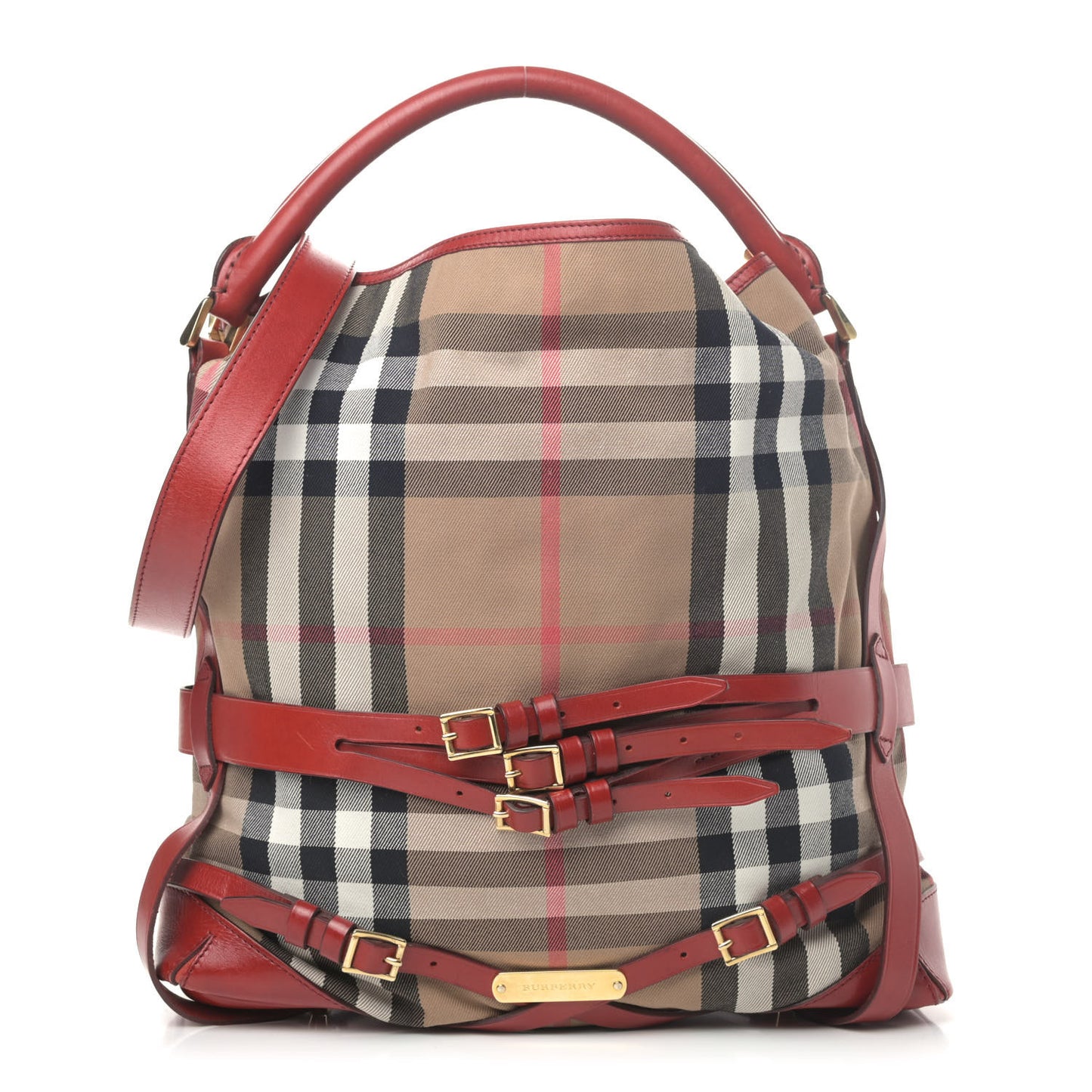 House Check Bridle Calfskin Medium Gosford Hobo Red