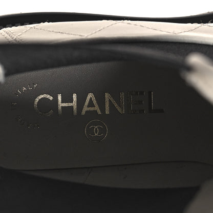 Chanel Calfskin Patent Cap Toe Quilted Short Boots 38 White Black 8 of 9
