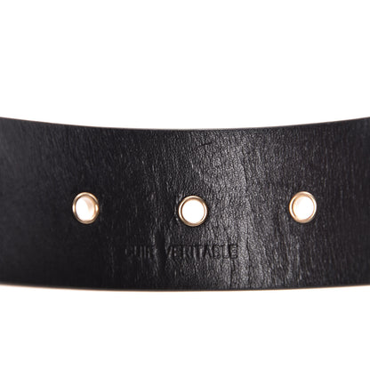 Chanel Calfskin Cross Stitch Grommet Belt 80 32 Black 5 of 7