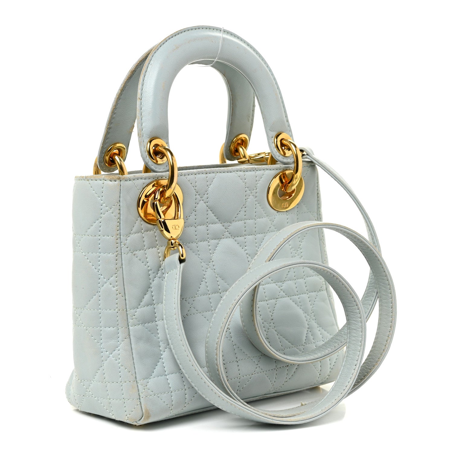 Christian Dior Lambskin Cannage Mini Lady Dior Light Blue 2 of 29